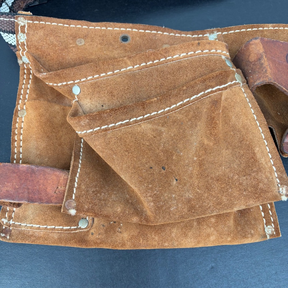 Nicholas Tool Belt Heavy Split Cowhide Leather Pockets Workwear Carpenter Apron - Picture 2 of 10